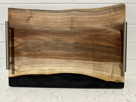 Live-Edge American Walnut & Black Resin